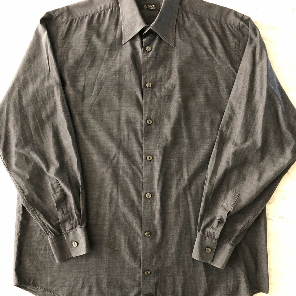 Versace Men’s Charcoal Dress Shirt - Made in Italy